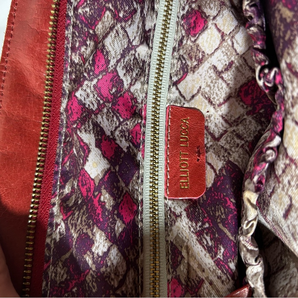 Elliott Luca Red Leather Handbag satchel - Picture 10 of 12